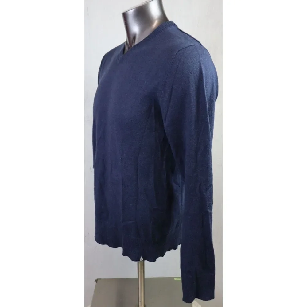 Mens The North Face V Neck Blue Sweater‎ Wool Cotton Blend Size M Long Sleeve